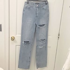 Pretty Little Thing  Straight Ripped  High Waisted Jeans